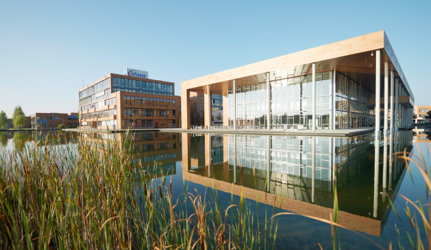 Der Hauptsitz der Infineon Technologies AG auf dem Campeon-Campus in Neubiberg bei München