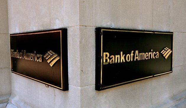 Der Bank of America Schriftzug mit Logo