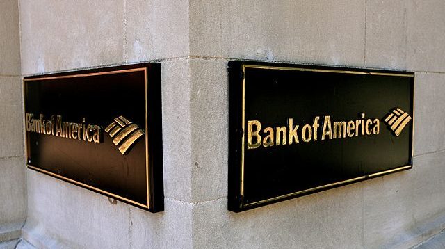 Der Bank of America Schriftzug mit Logo