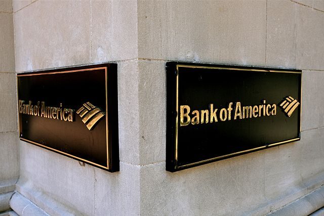 Der Bank of America Schriftzug mit Logo