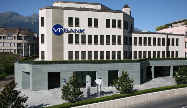 Ein Gebäude der VP Bank in Vaduz, Liechtenstein