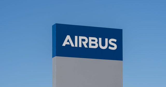 Nahaufnahme eines Airbus-Schilds