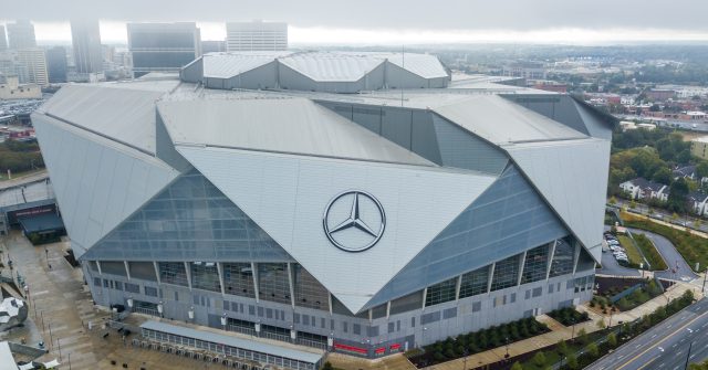 Luftaufnahme des Mercedes-Benz Stadions in Atlanta, Georgia, USA