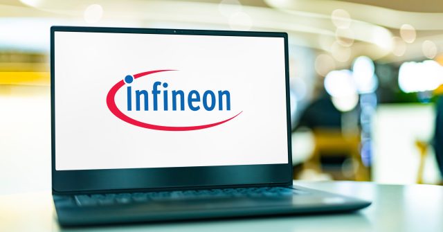 Ein Laptop-Computer mit dem Logo von Infineon Technologies