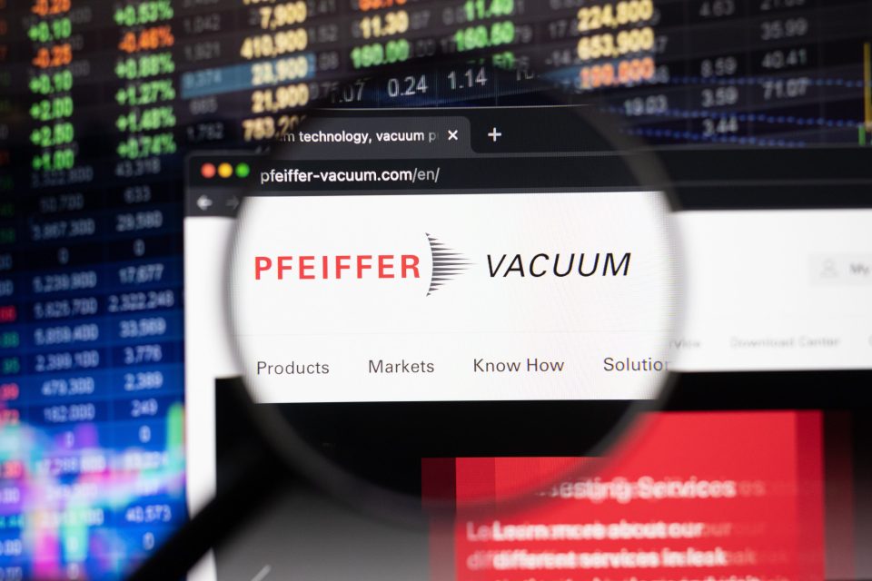 Firmenlogo von Pfeiffer Vacuum auf einer Website