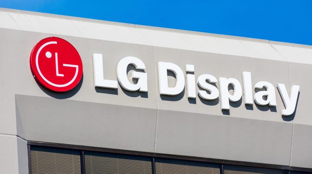 LG Display-Schild auf dem Gelände des Hauptsitzes von LG Display America in Kalifornien, USA