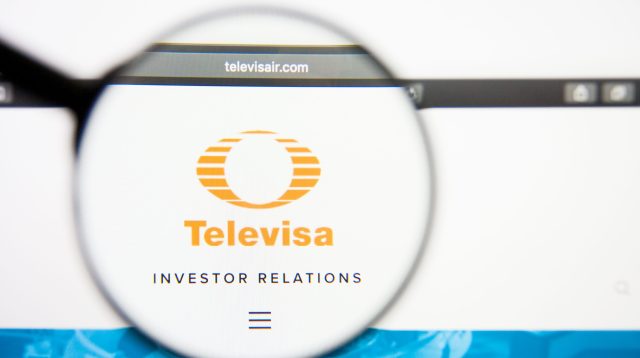 Homepage von Grupo Televisa, wo das Logo der Grupo Televisa auf dem Bildschirm zu sehen ist