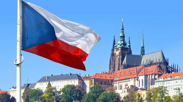 Die tschechische Flagge in Prag, Tschechien