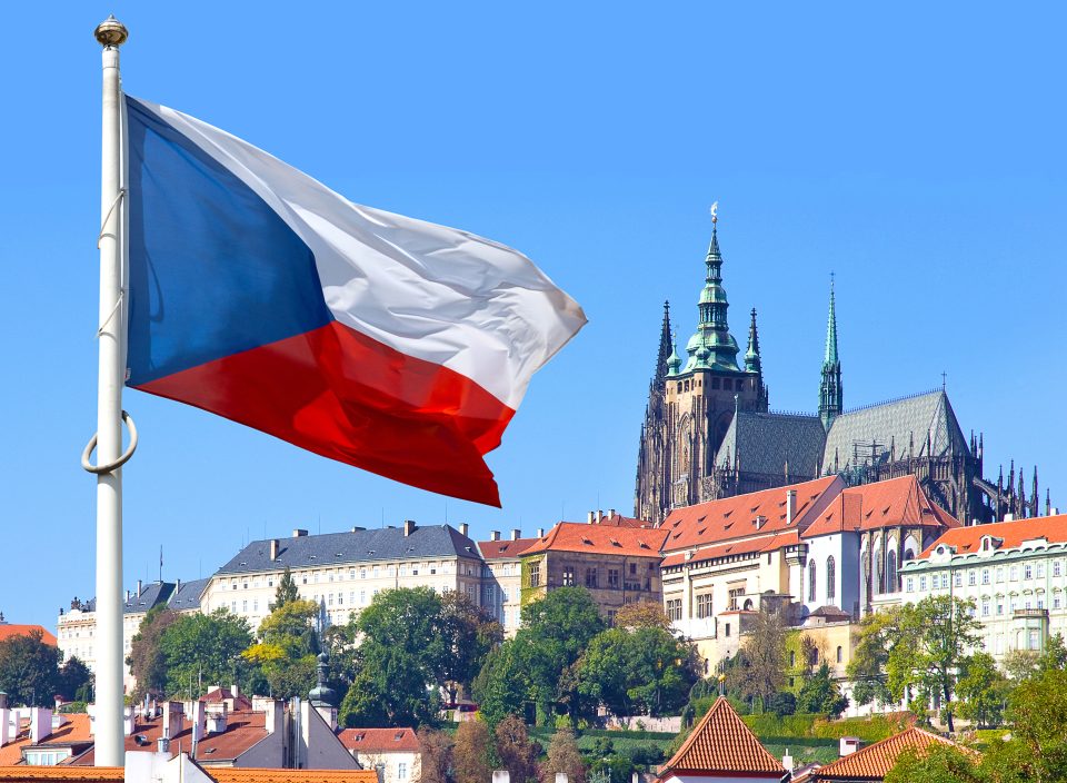 Die tschechische Flagge in Prag, Tschechien