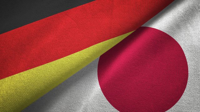 Die deutsche und japanische Flagge