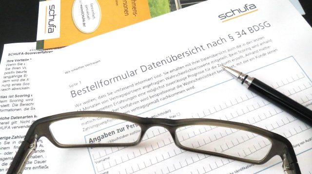 Bestellformular der Schufa zur Datenübersicht nach § 34 BDSG