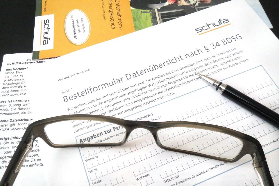 Bestellformular der Schufa zur Datenübersicht nach § 34 BDSG