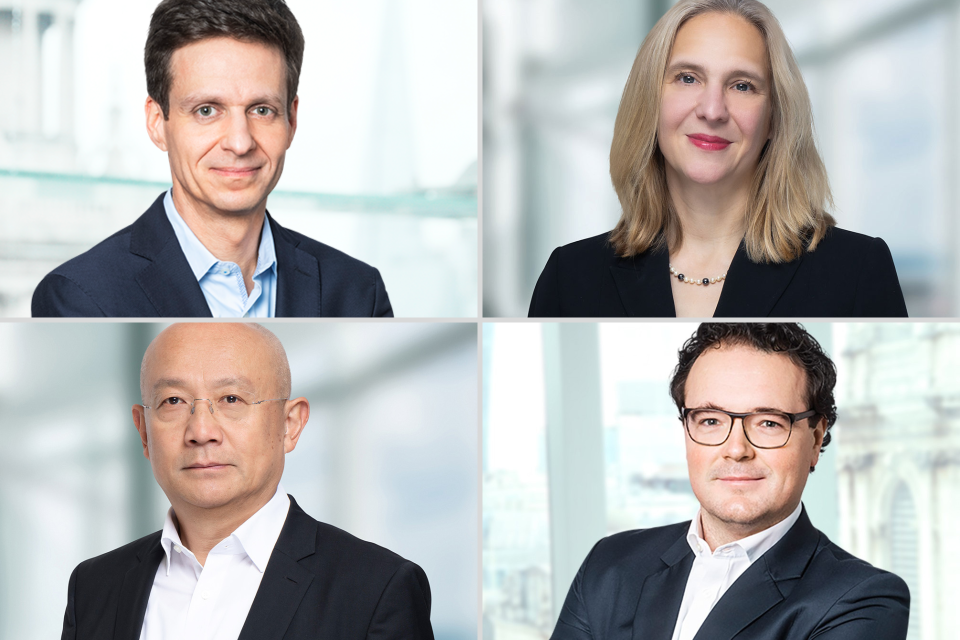 v.l.n.r.: Daniel Ehret, Sandra Link, Hui Zhao und Christian Ostermöller, Partner bei Eversheds Sutherland