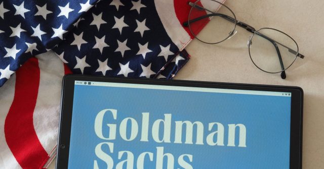 Der Goldman Sachs Schriftzug auf einem iPad