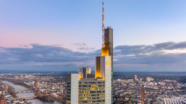 Der Commerzbank Tower in Frankfurt am Main, Deutschland