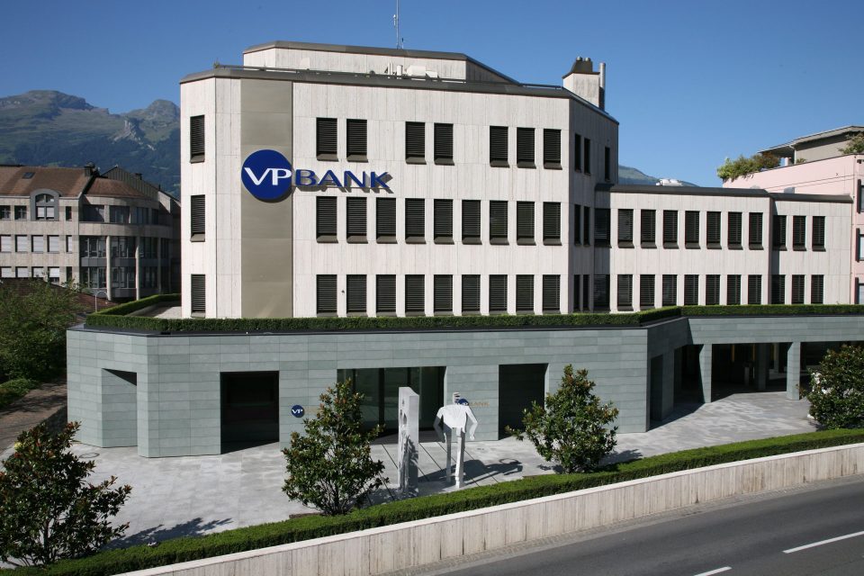 Ein Gebäude der VP Bank in Vaduz, Liechtenstein