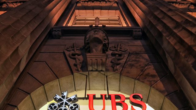 Die UBS Zentrale in der Bahnhofstrasse 45 in Zurich, Schweiz