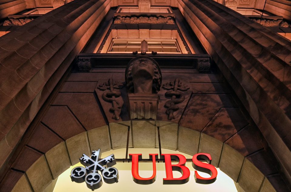 Die UBS Zentrale in der Bahnhofstrasse 45 in Zurich, Schweiz