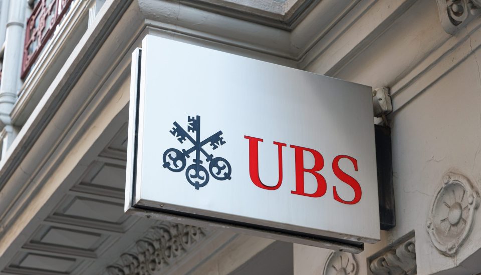 Das UBS Logo in Valencia, Spanien